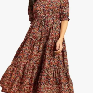 Women’s Fit and Flare Pure Cotton Long Maxi Dress (Maroon)